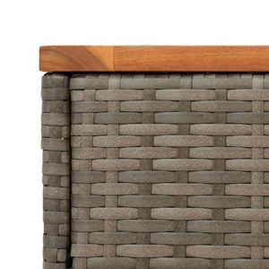 Garten Beistelltisch Rattan Grau mit Holzplatte