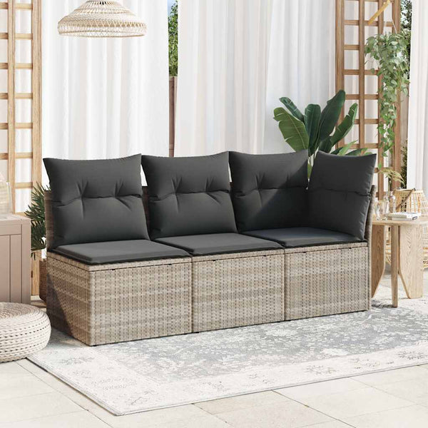 Gartensofa Hellgrau Poly Rattan ohne Armlehnen