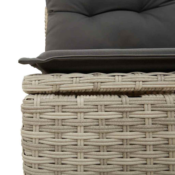 Gartensofa Hellgrau Poly Rattan ohne Armlehnen