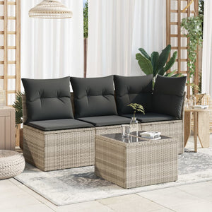 Gartentisch Poly Rattan Hellgrau 55x55 cm