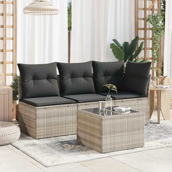Gartentisch Poly Rattan Hellgrau 55x55 cm