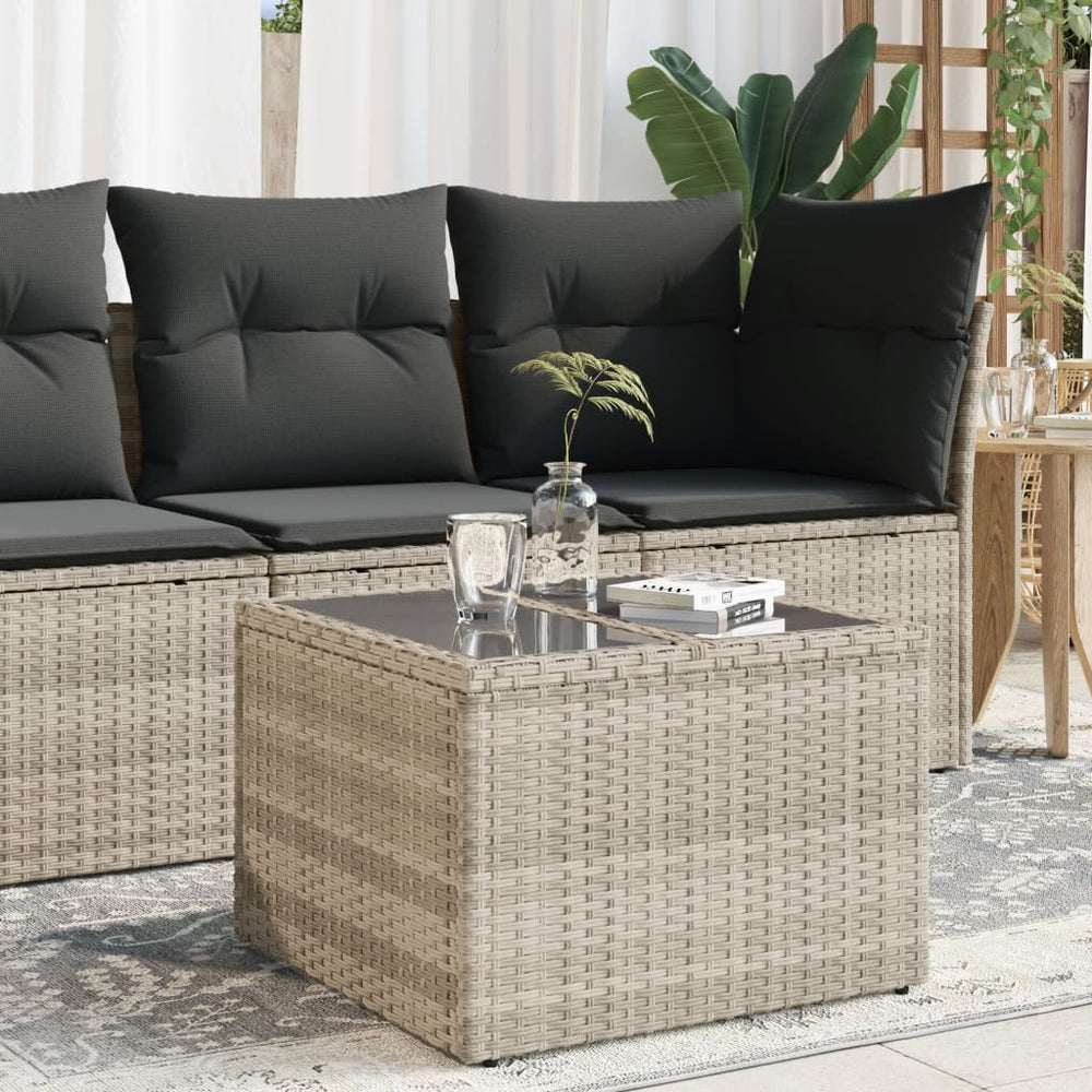 Gartentisch Poly Rattan Hellgrau 55x55 cm