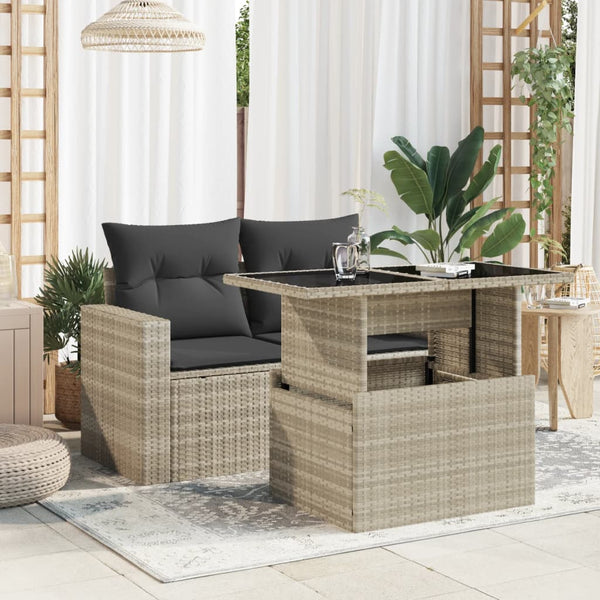 Gartentisch Poly Rattan Hellgrau 100x55 cm