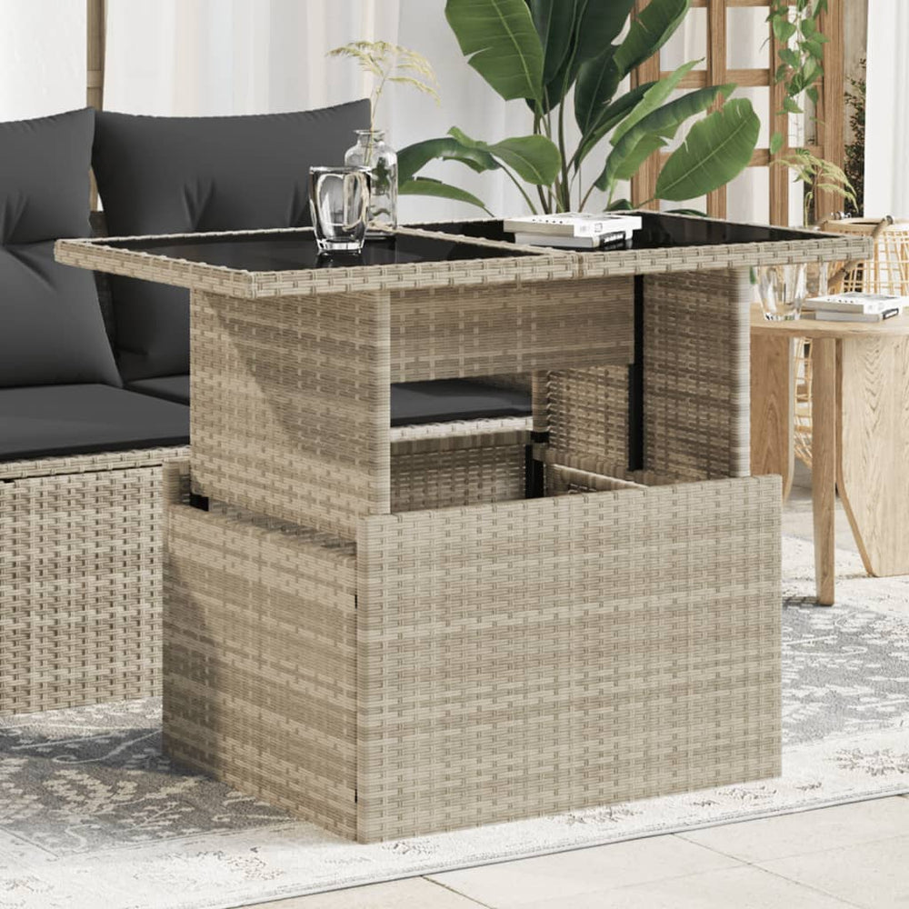 Gartentisch Poly Rattan Hellgrau 100x55 cm