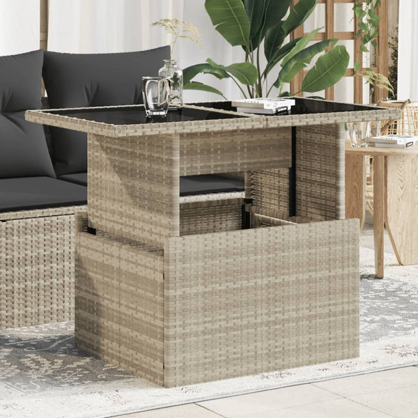 Gartentisch Poly Rattan Hellgrau 100x55 cm