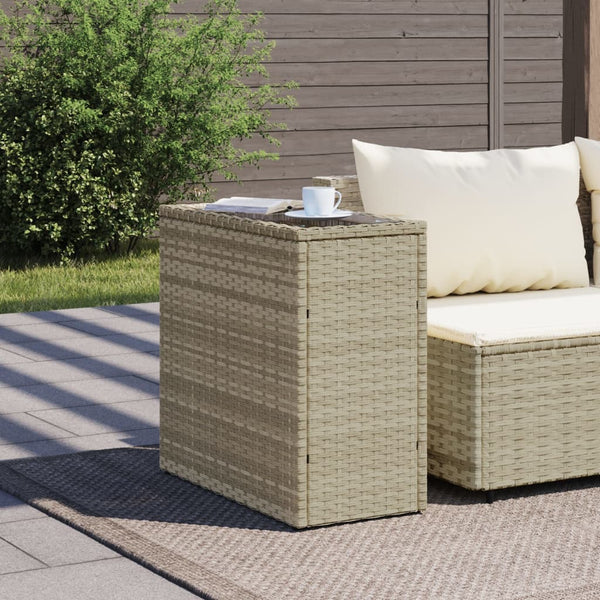 Garten Beistelltisch Poly Rattan mit Glasplatte
