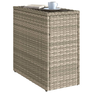 Garten Beistelltisch Poly Rattan mit Glasplatte