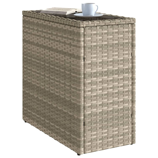 Garten Beistelltisch Poly Rattan mit Glasplatte