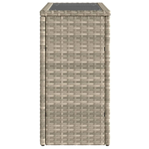 Garten Beistelltisch Poly Rattan mit Glasplatte