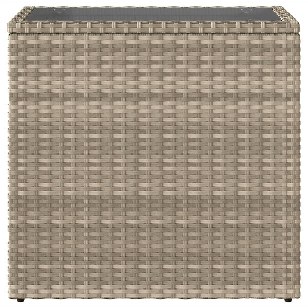 Garten Beistelltisch Poly Rattan mit Glasplatte