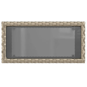 Garten Beistelltisch Poly Rattan mit Glasplatte