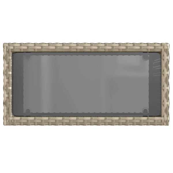 Garten Beistelltisch Poly Rattan mit Glasplatte