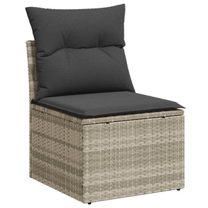 Gartensessel Hellgrau Poly Rattan mit Kissen