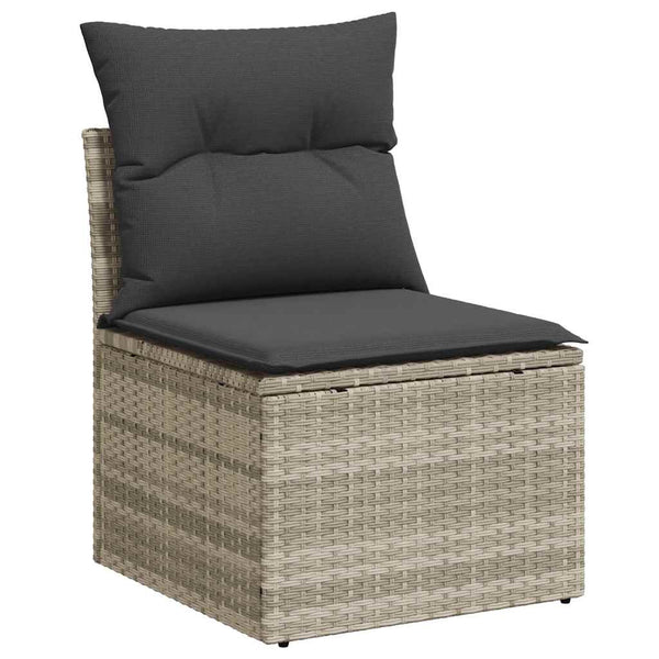 Gartensessel Hellgrau Poly Rattan mit Kissen