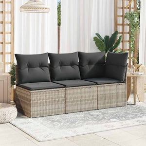 Gartensessel Hellgrau Poly Rattan mit Kissen