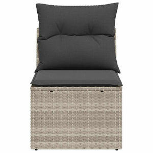 Gartensessel Hellgrau Poly Rattan mit Kissen