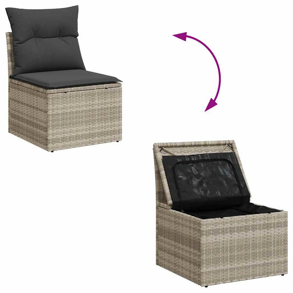 Gartensessel Hellgrau Poly Rattan mit Kissen