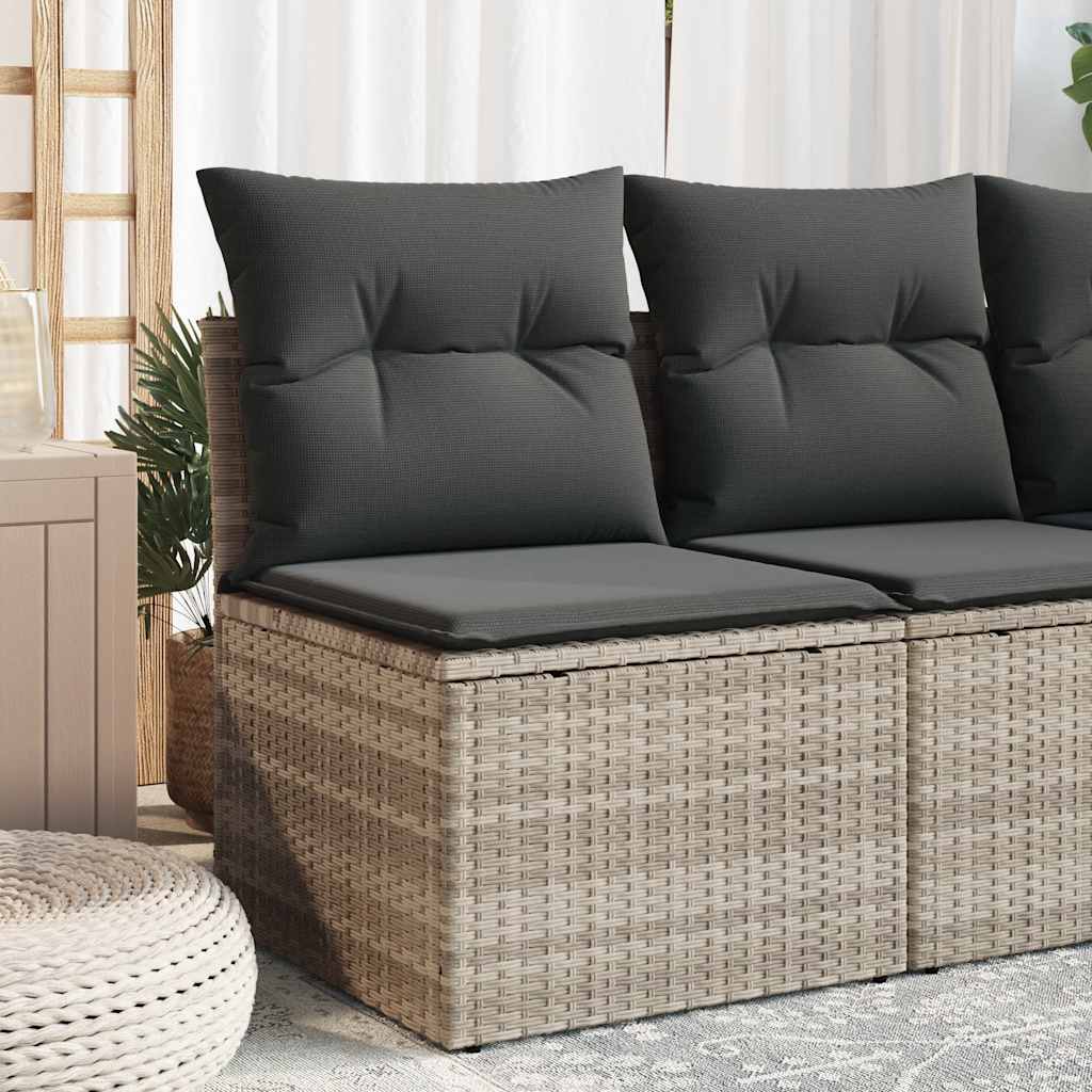 Gartensessel Hellgrau Poly Rattan mit Kissen