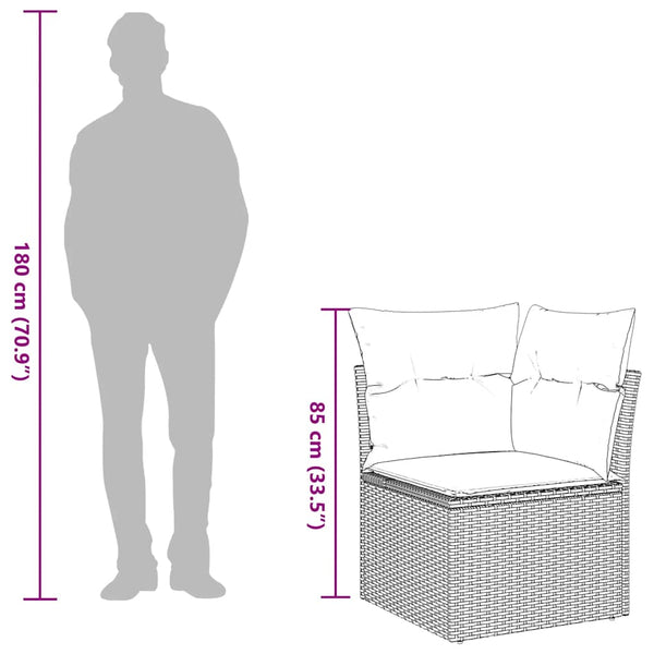 Garten Ecksofa mit Kissen Hellgrau