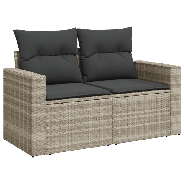 vidaXL Canapé de jardin 2 places avec coussins Gris clair résine tressée