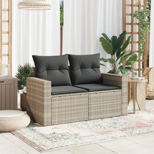 vidaXL Canapé de jardin 2 places avec coussins Gris clair résine tressée