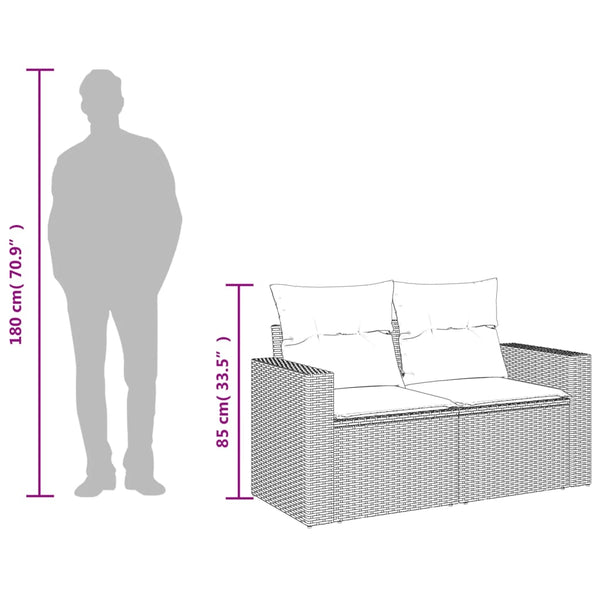 vidaXL Canapé de jardin 2 places avec coussins Gris clair résine tressée
