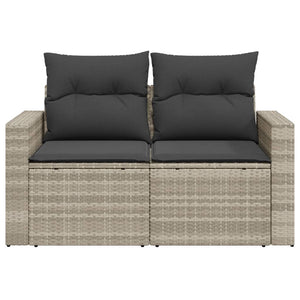 vidaXL Canapé de jardin 2 places avec coussins Gris clair résine tressée