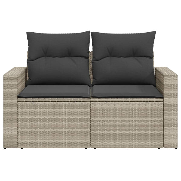 vidaXL Canapé de jardin 2 places avec coussins Gris clair résine tressée