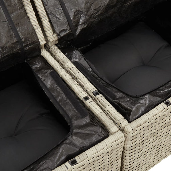 vidaXL Canapé de jardin 2 places avec coussins Gris clair résine tressée