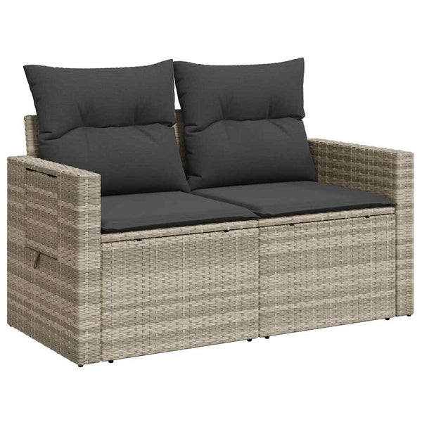 vidaXL Canapé de jardin 2 places avec coussins Gris clair résine tressée