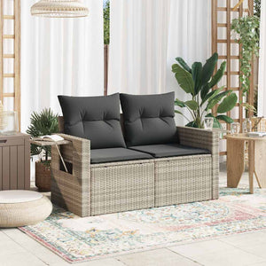 vidaXL Canapé de jardin 2 places avec coussins Gris clair résine tressée