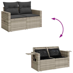 vidaXL Canapé de jardin 2 places avec coussins Gris clair résine tressée