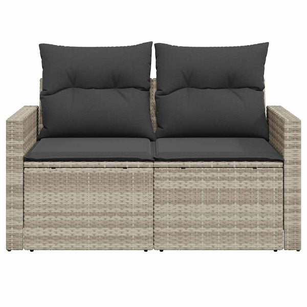 vidaXL Canapé de jardin 2 places avec coussins Gris clair résine tressée