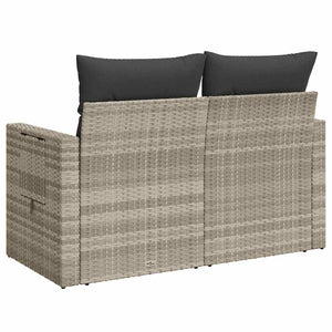 vidaXL Canapé de jardin 2 places avec coussins Gris clair résine tressée