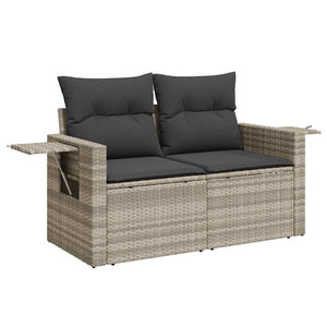 vidaXL Canapé de jardin 2 places avec coussins Gris clair résine tressée