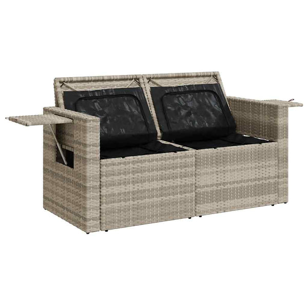 vidaXL Canapé de jardin 2 places avec coussins Gris clair résine tressée