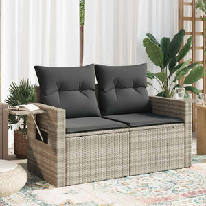 vidaXL Canapé de jardin 2 places avec coussins Gris clair résine tressée