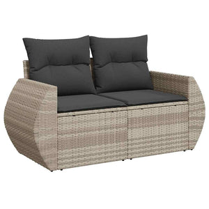 vidaXL Canapé de jardin 2 places avec coussins Gris clair résine tressée