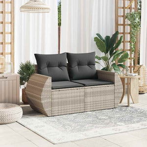 vidaXL Canapé de jardin 2 places avec coussins Gris clair résine tressée