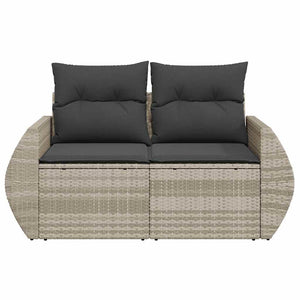 vidaXL Canapé de jardin 2 places avec coussins Gris clair résine tressée