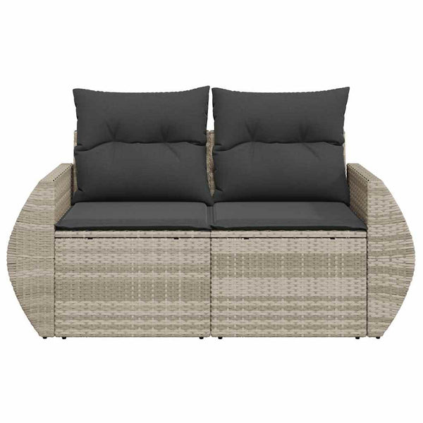 vidaXL Canapé de jardin 2 places avec coussins Gris clair résine tressée