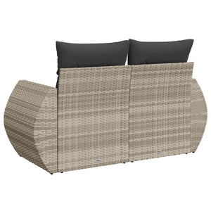 vidaXL Canapé de jardin 2 places avec coussins Gris clair résine tressée