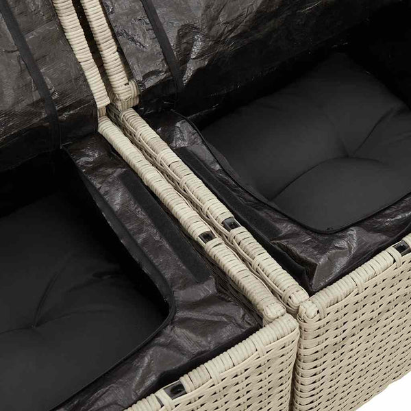 vidaXL Canapé de jardin 2 places avec coussins Gris clair résine tressée