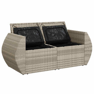 vidaXL Canapé de jardin 2 places avec coussins Gris clair résine tressée