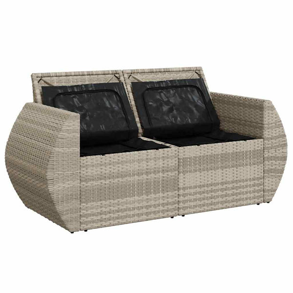 vidaXL Canapé de jardin 2 places avec coussins Gris clair résine tressée