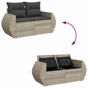 vidaXL Canapé de jardin 2 places avec coussins Gris clair résine tressée