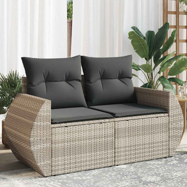 vidaXL Canapé de jardin 2 places avec coussins Gris clair résine tressée
