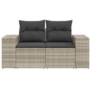 vidaXL Canapé de jardin 2 places avec coussins Gris clair résine tressée