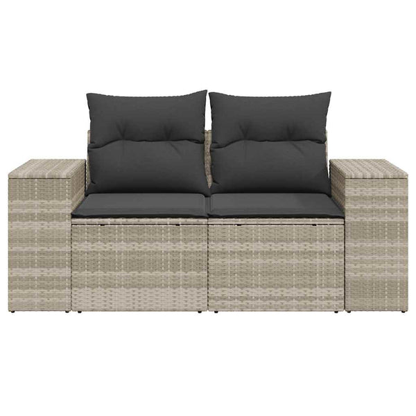 vidaXL Canapé de jardin 2 places avec coussins Gris clair résine tressée