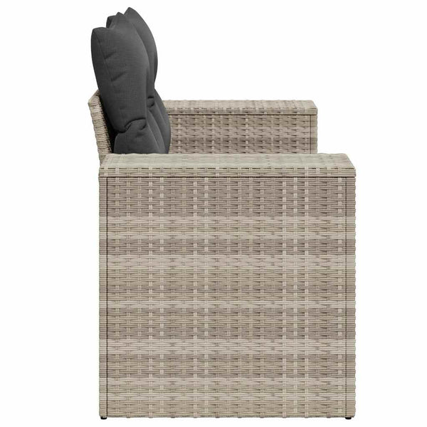 vidaXL Canapé de jardin 2 places avec coussins Gris clair résine tressée